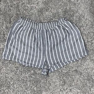 grey and white stripe shorts!